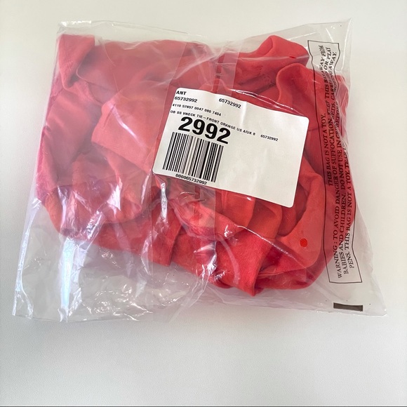 NWT Anthropologie Maeve Short Sleeve Tie-Front Linen Blend Blouse Orange 4 - Picture 14 of 16